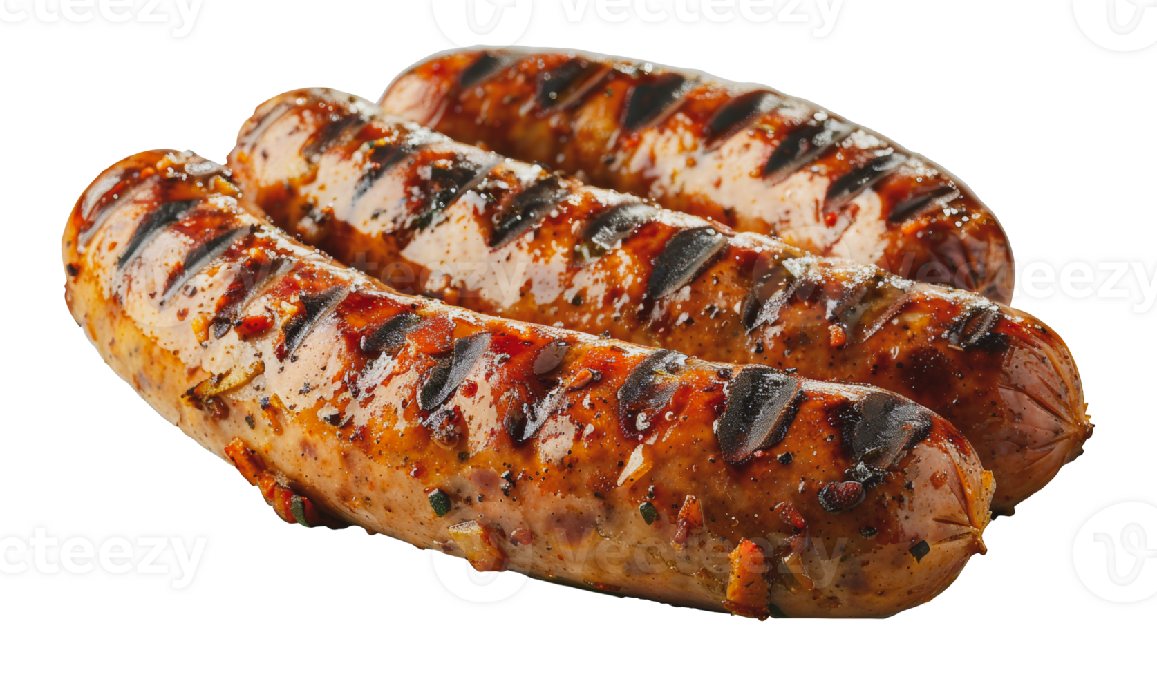 Grilled sausages, cut out - stock . png