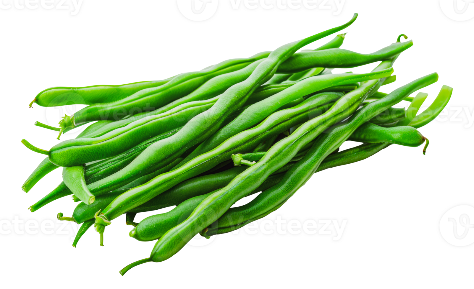 Fresh green beans piled together, cut out - stock . png