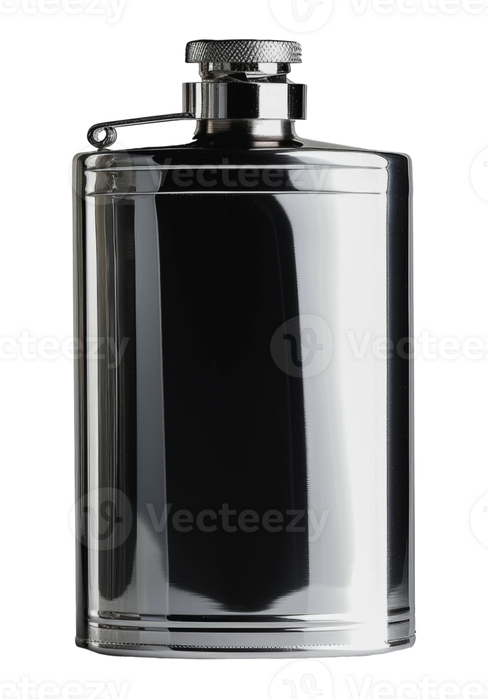 Shiny stainless steel hip flask, cut out - stock . png