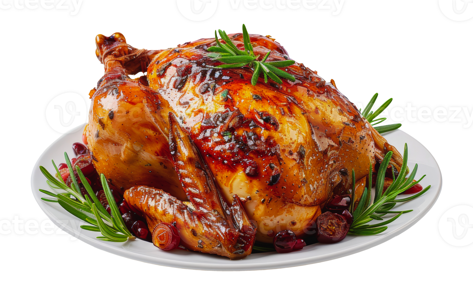 Roasted chicken with herbs and cranberries, cut out - stock . png