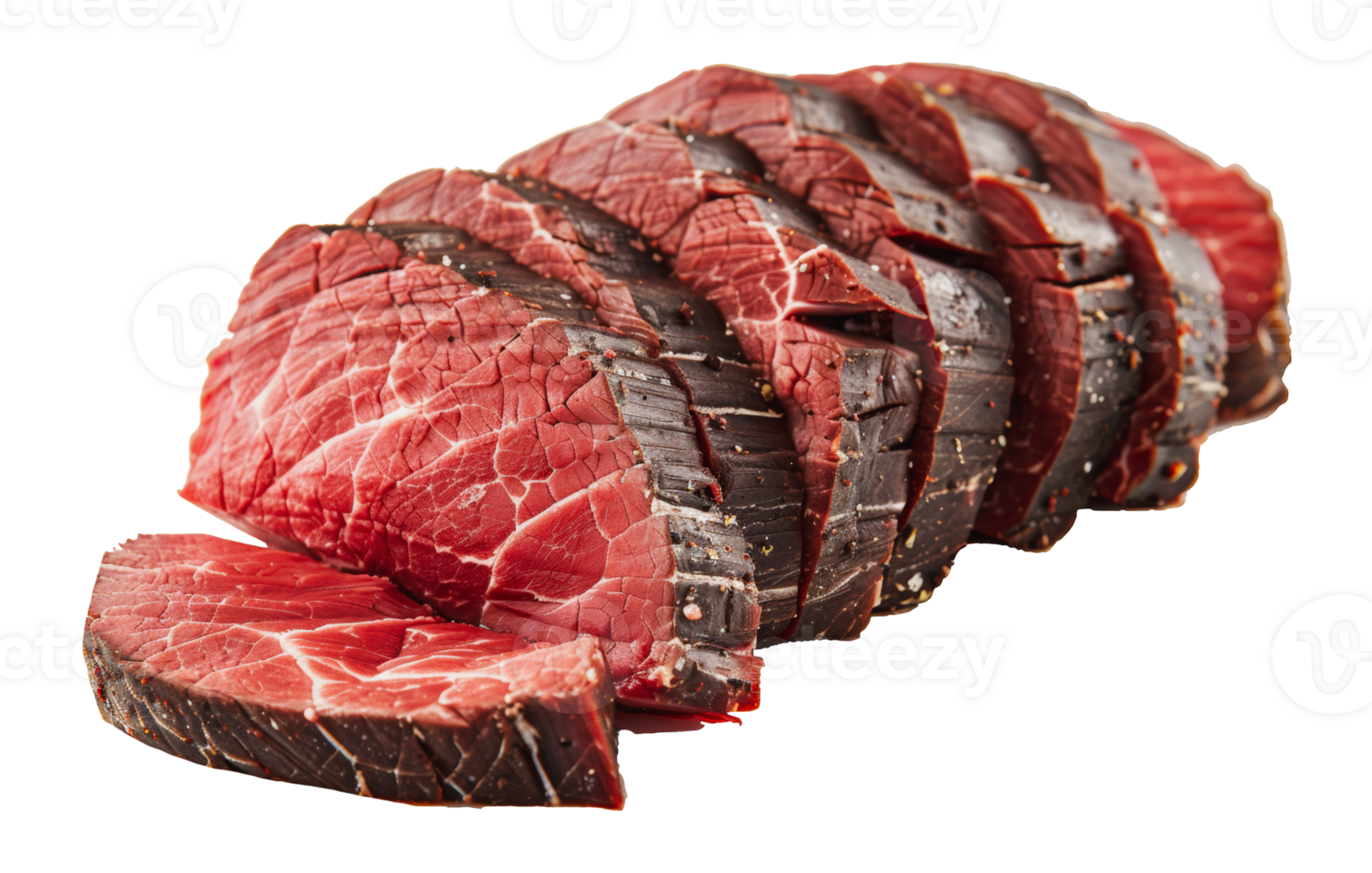 Slices of smoked beef, cut out - stock . png