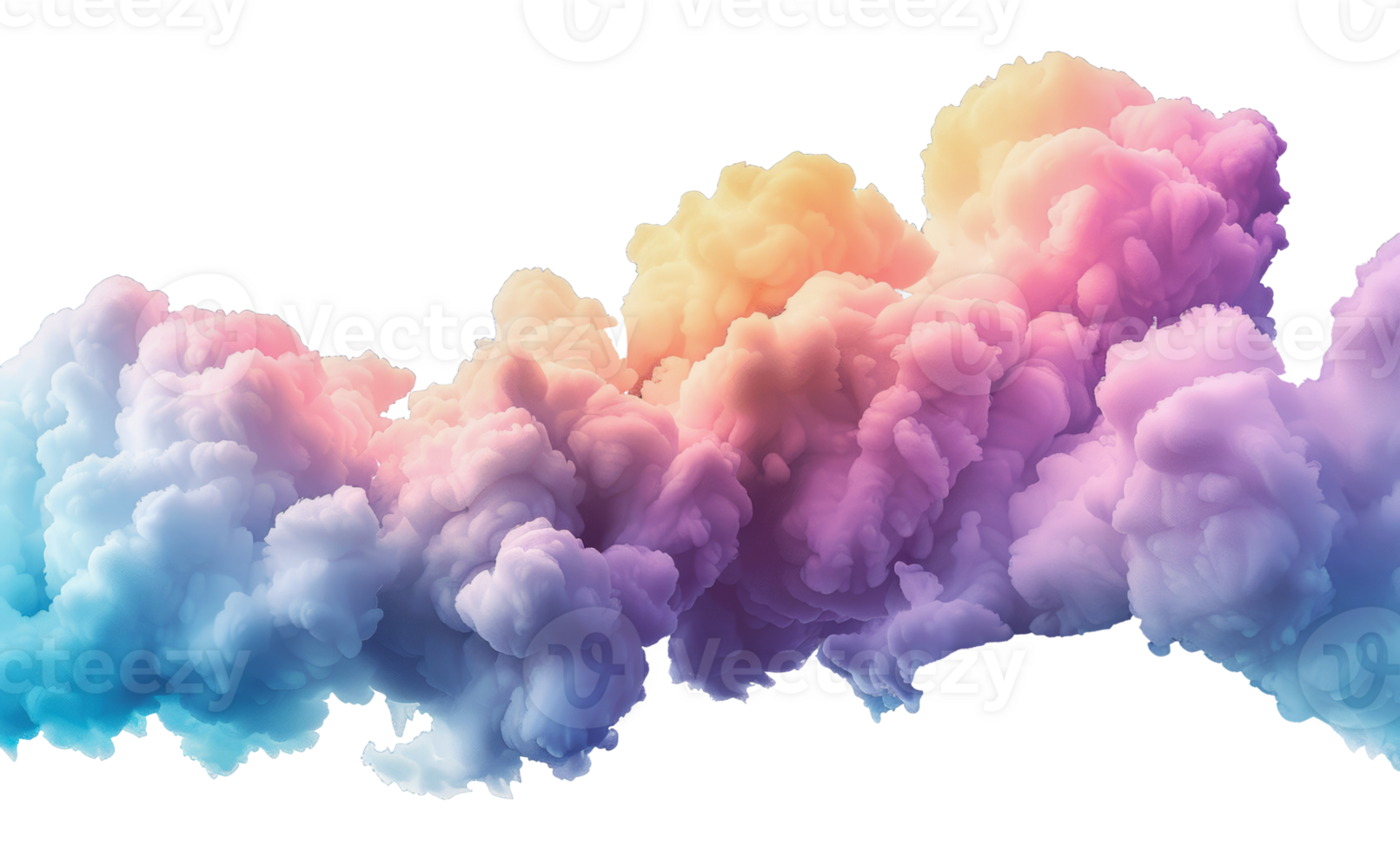 Soft pastel ink clouds merging, cut out - stock . png