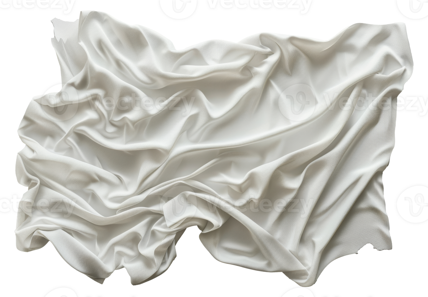 Elegant white satin fabric draped smoothly, cut out - stock . png