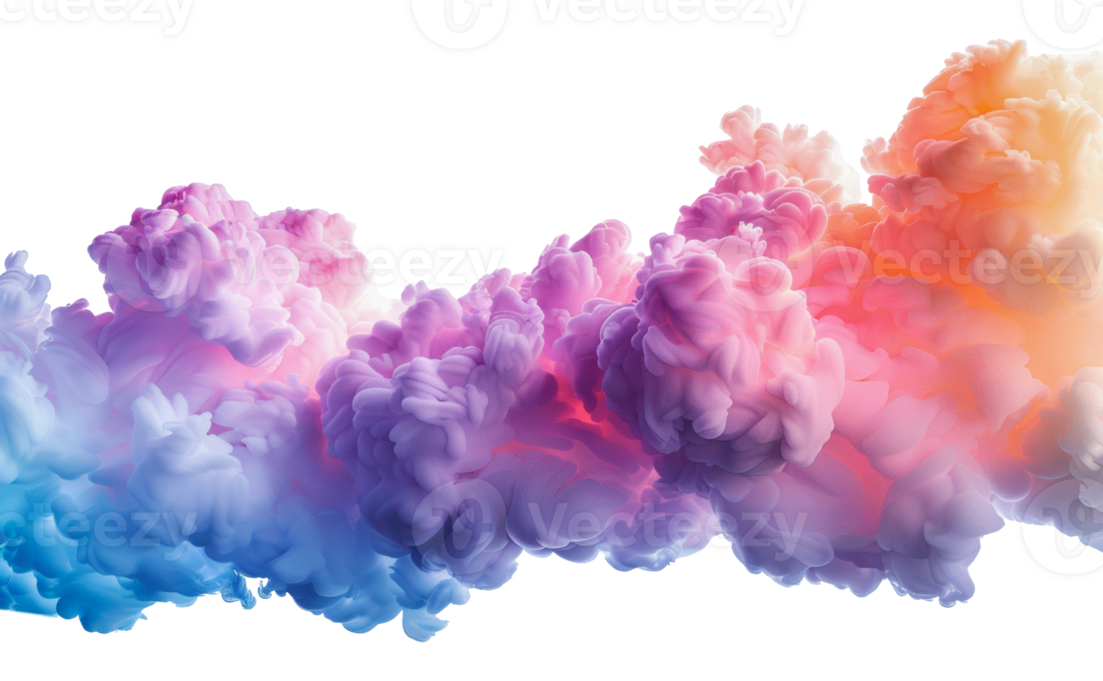 Soft pastel ink clouds merging, cut out - stock . png