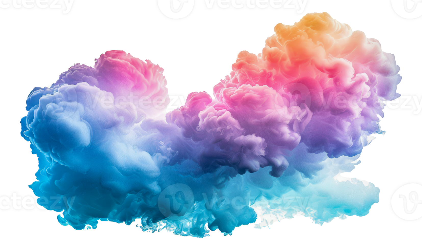 Vibrant multicolored ink clouds, cut out - stock . png