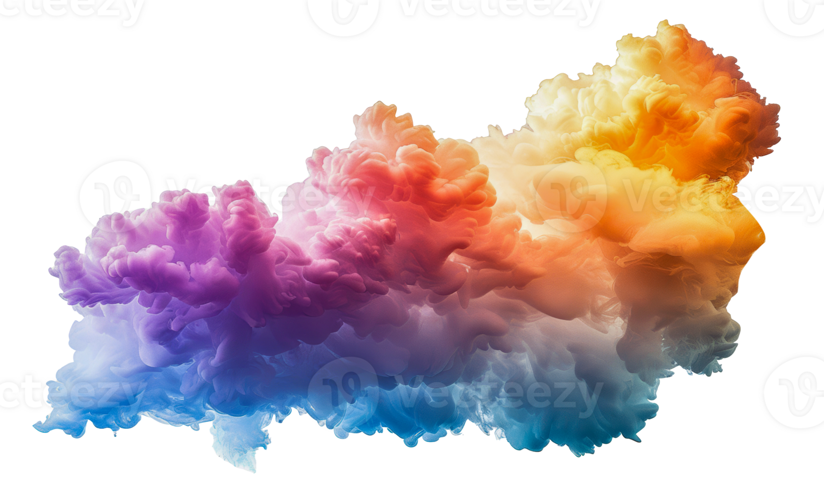 Soft pastel ink clouds merging, cut out - stock . png