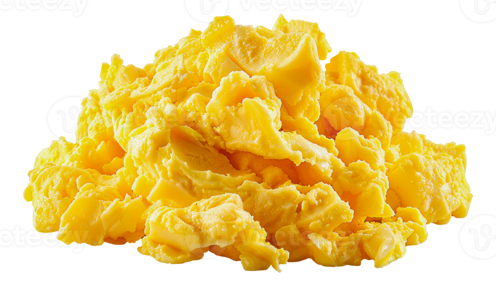 Pile of yellow scrambled eggs, cut out - stock . png