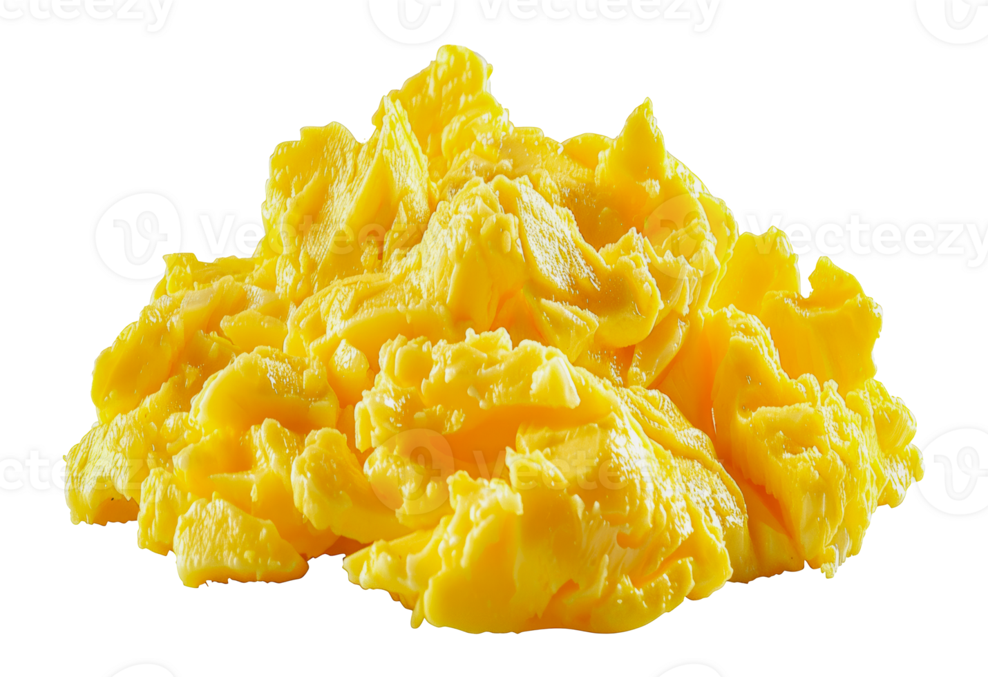 Pile of yellow scrambled eggs, cut out - stock . png