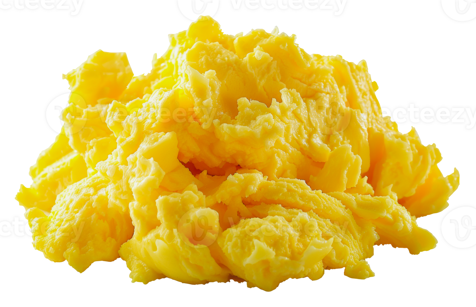 Pile of yellow scrambled eggs, cut out - stock . png