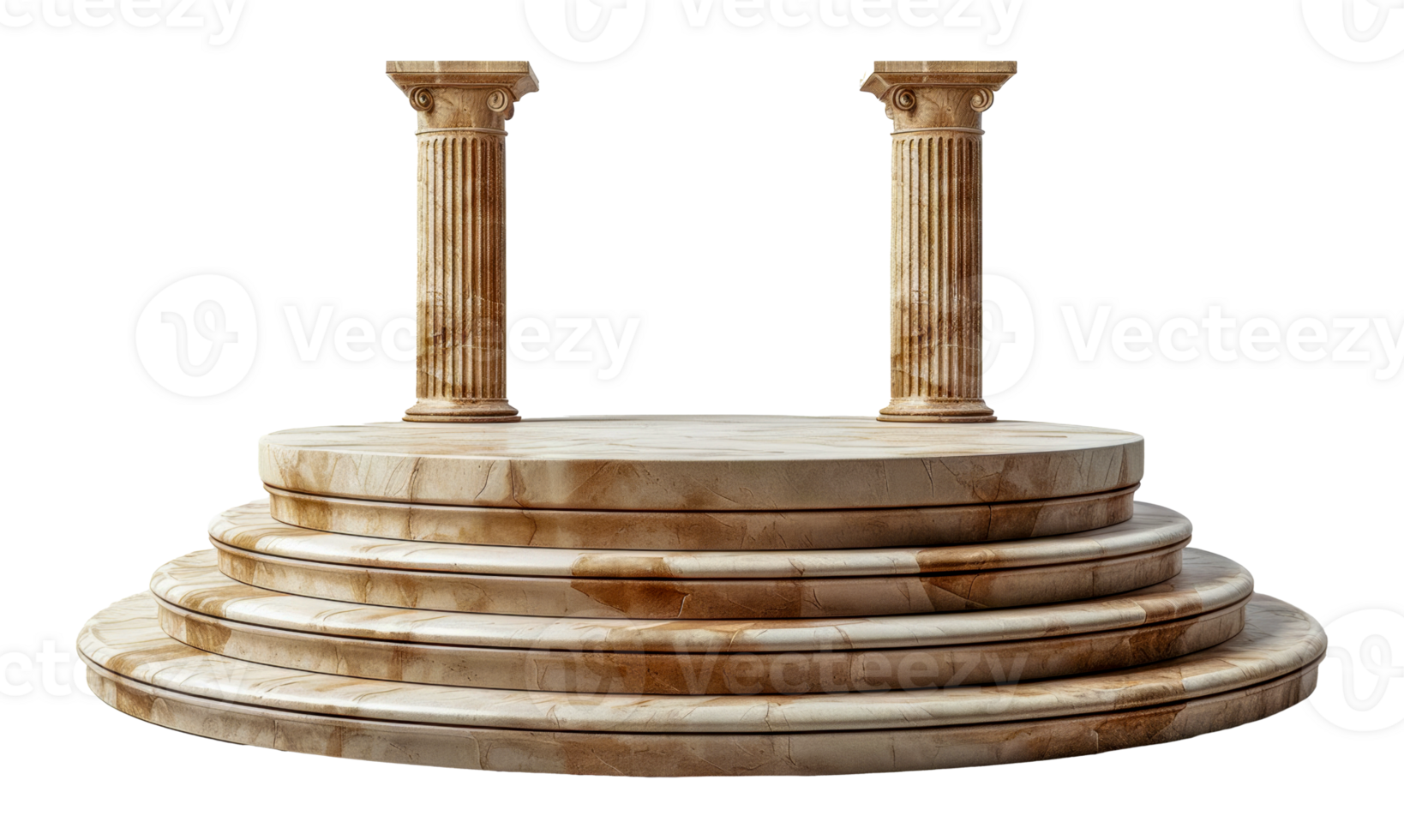 Classical marble pedestals with Ionic columns, cut out - stock . png