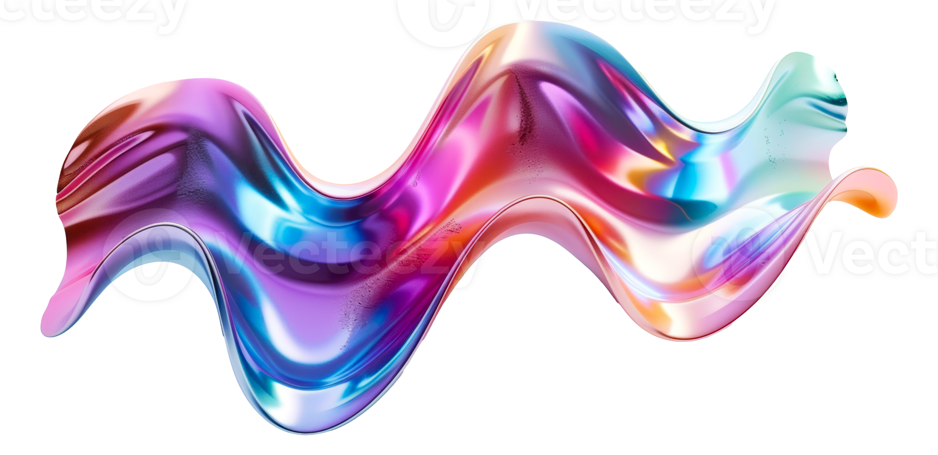 Fluid abstract wave in iridescent colors, cut out - stock . png
