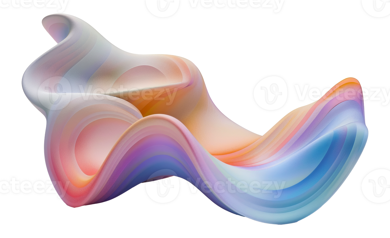 Pastel wave sculpture in gradient hues, cut out - stock . png