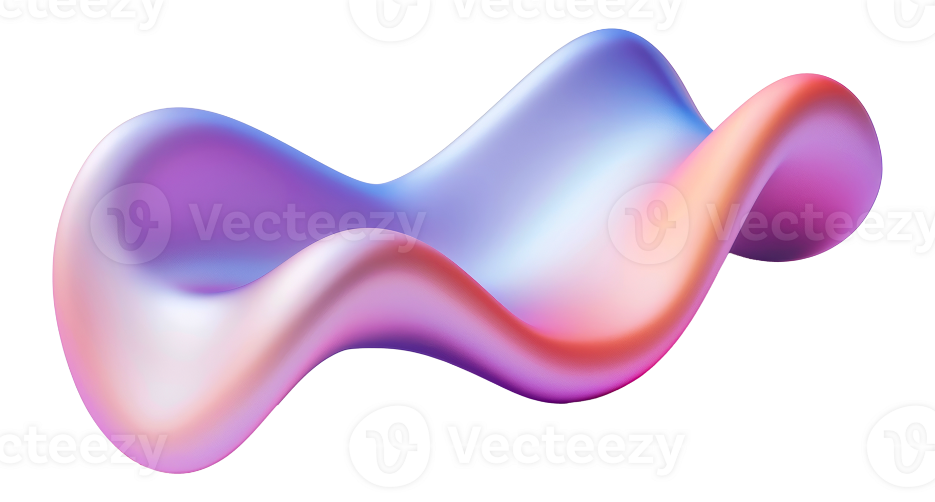 Abstract wavy sculpture in gradient hues, cut out - stock . png
