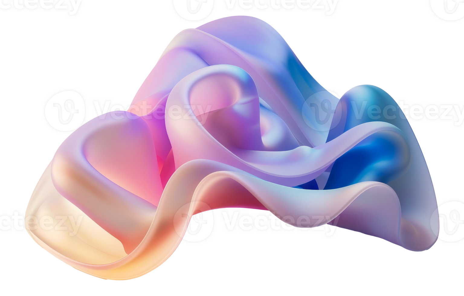 Flowing abstract ribbon in pastel gradients, cut out - stock . png