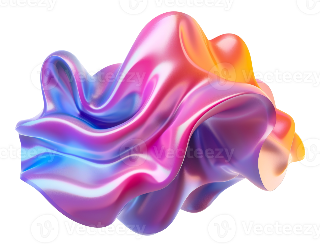 Wavy abstract form with gradient color flow, cut out - stock . png