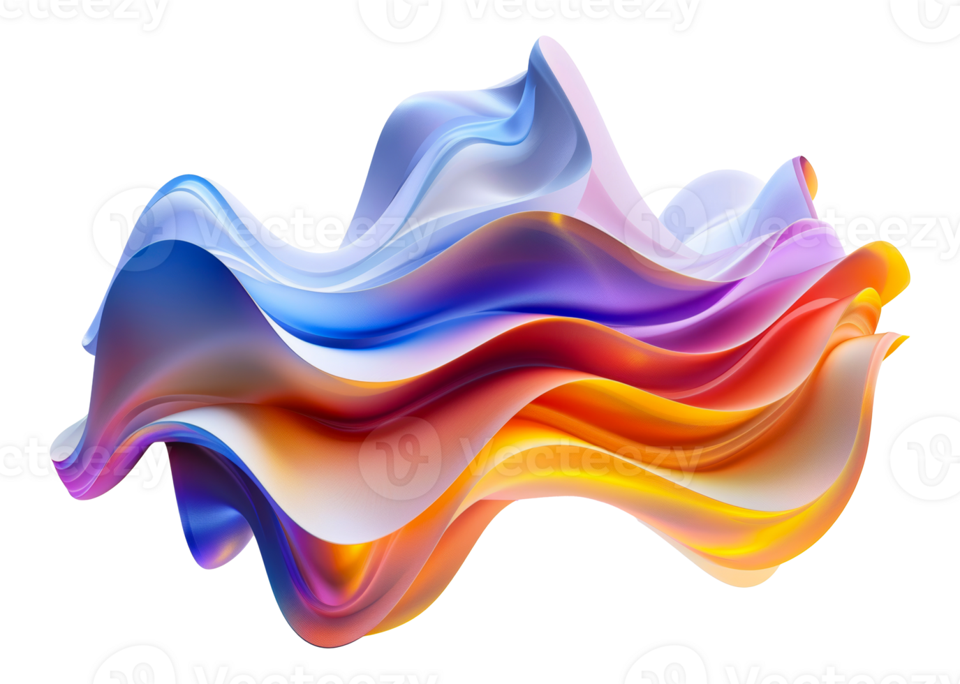 Colorful abstract wave design with gradient, cut out - stock . png