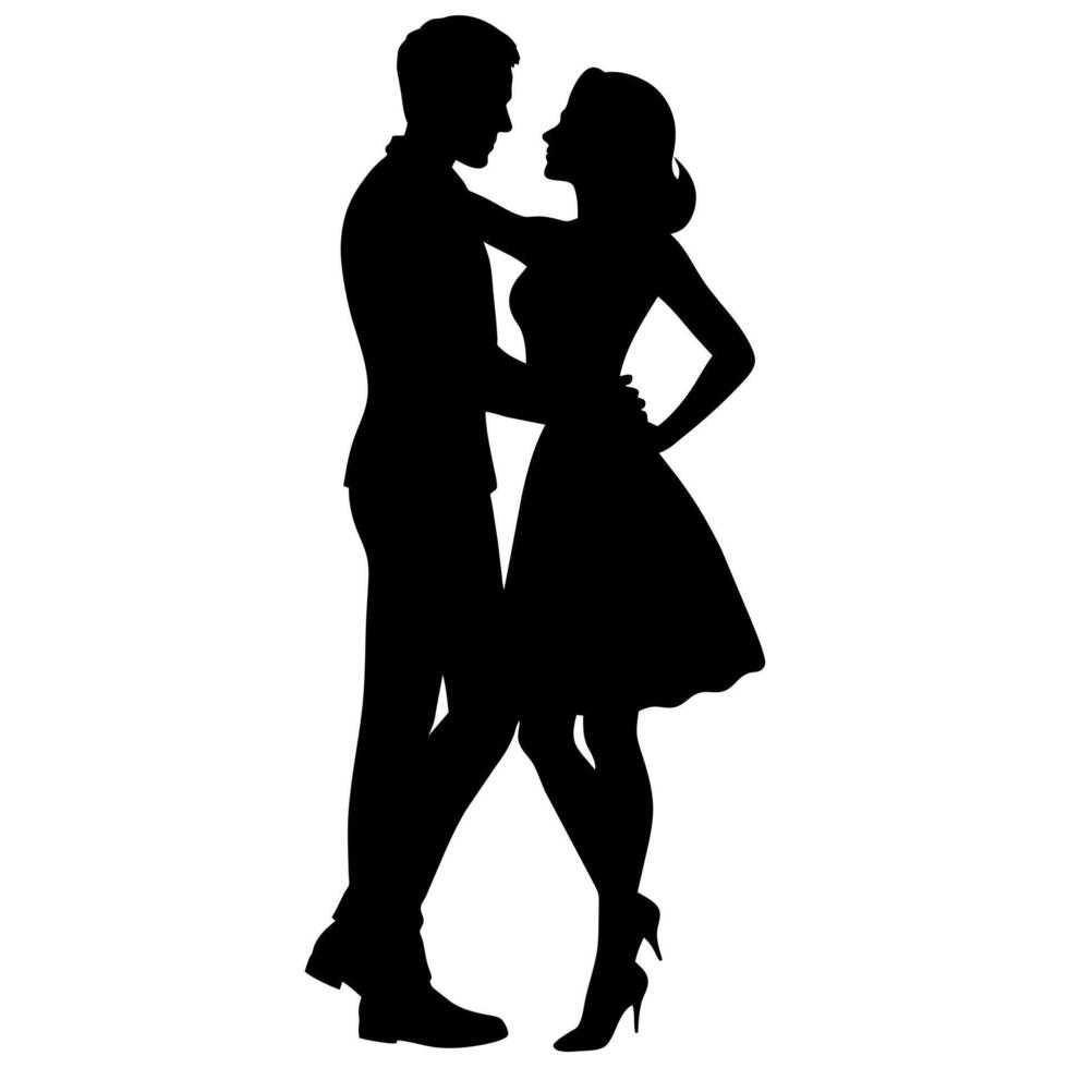 Man hugs woman Romantic moment silhouette vector