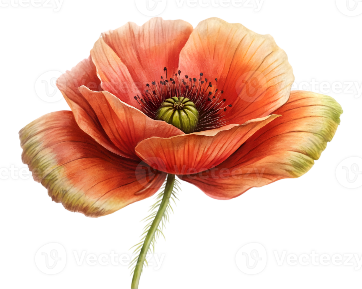 Poppy Flower Grain Illustration Isolated on White Background png
