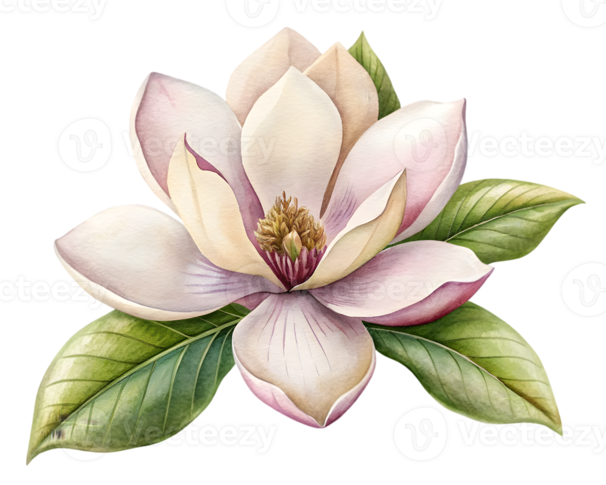 Magnolia Flower Grain Illustration Isolated on White Background png