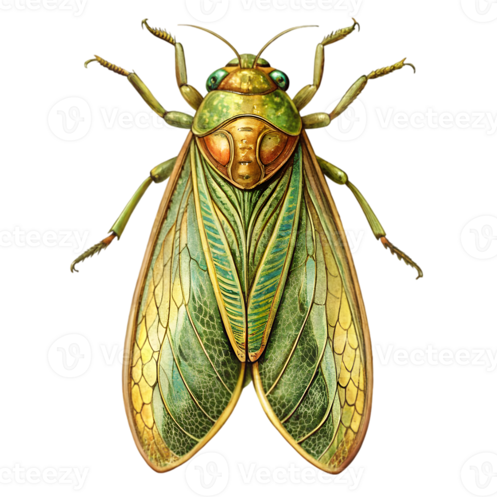 Leafhopper Vintage Illustration Isolated on Transparent Background png