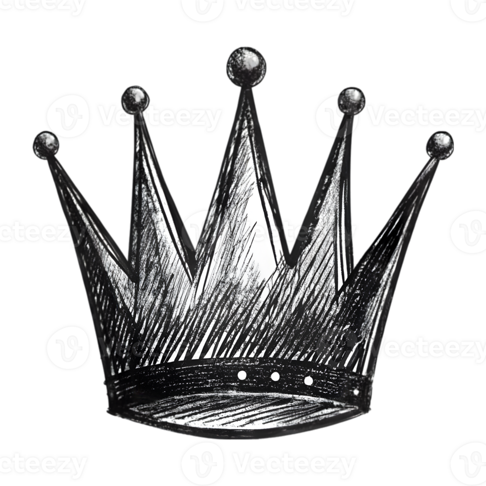 Hand-Drawn Grunge Scribble Crown - Black Marker Isolated on Transparent Background png