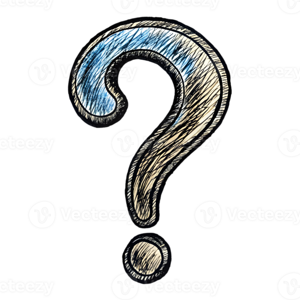 Hand-Drawn Grunge Scribble Question Mark - Black Marker Isolated on Transparent Background png