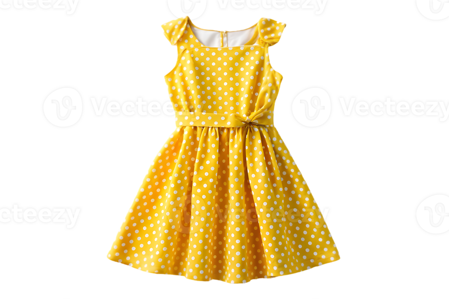 Yellow Dress with White Polka Dots Isolated on Transparent Background png