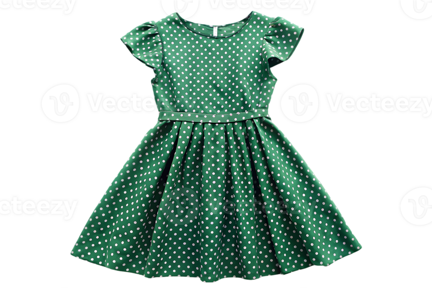 Green Dress with White Polka Dots Isolated on Transparent Background png