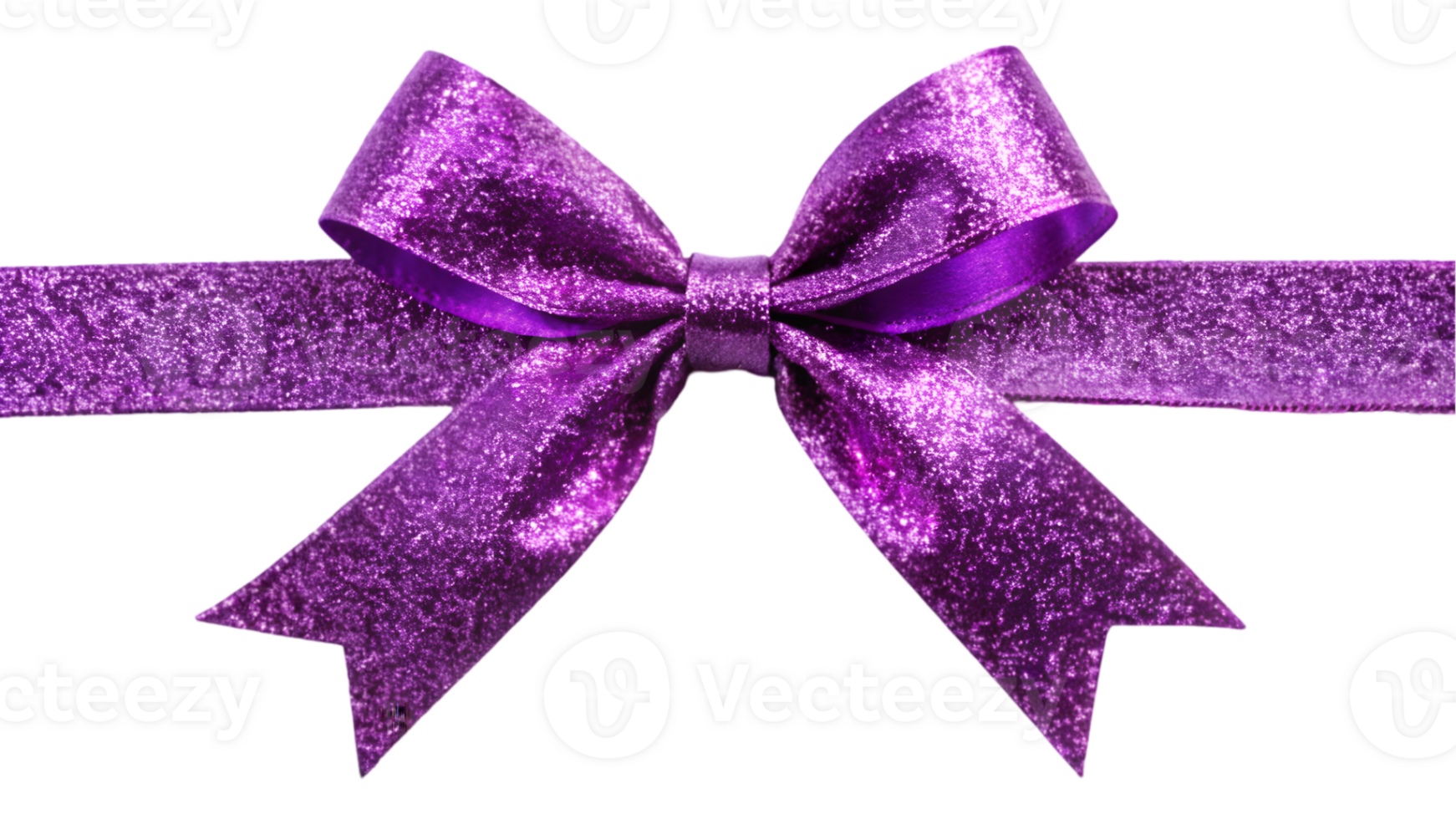 Purple Glitter Ribbon and Bow - Transparent Background png