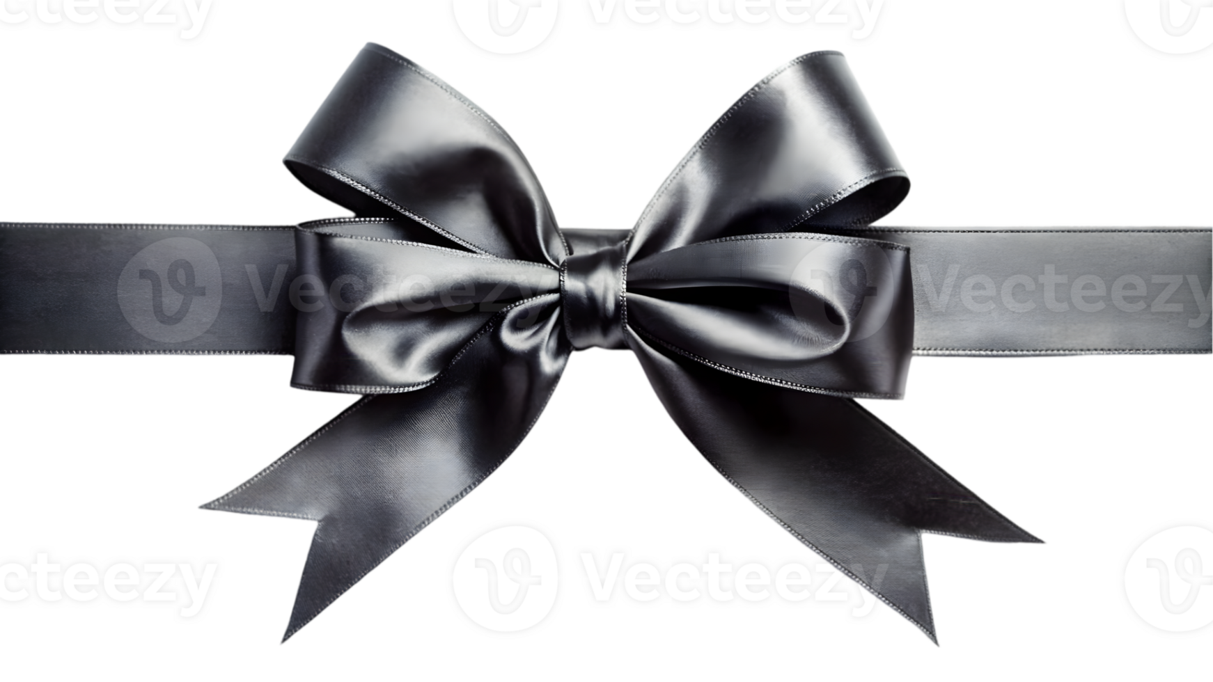 Black Satin Ribbon and Bow - Transparent Background png