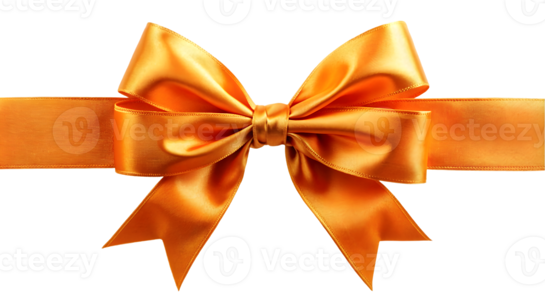 Orange Satin Ribbon and Bow - Transparent Background png