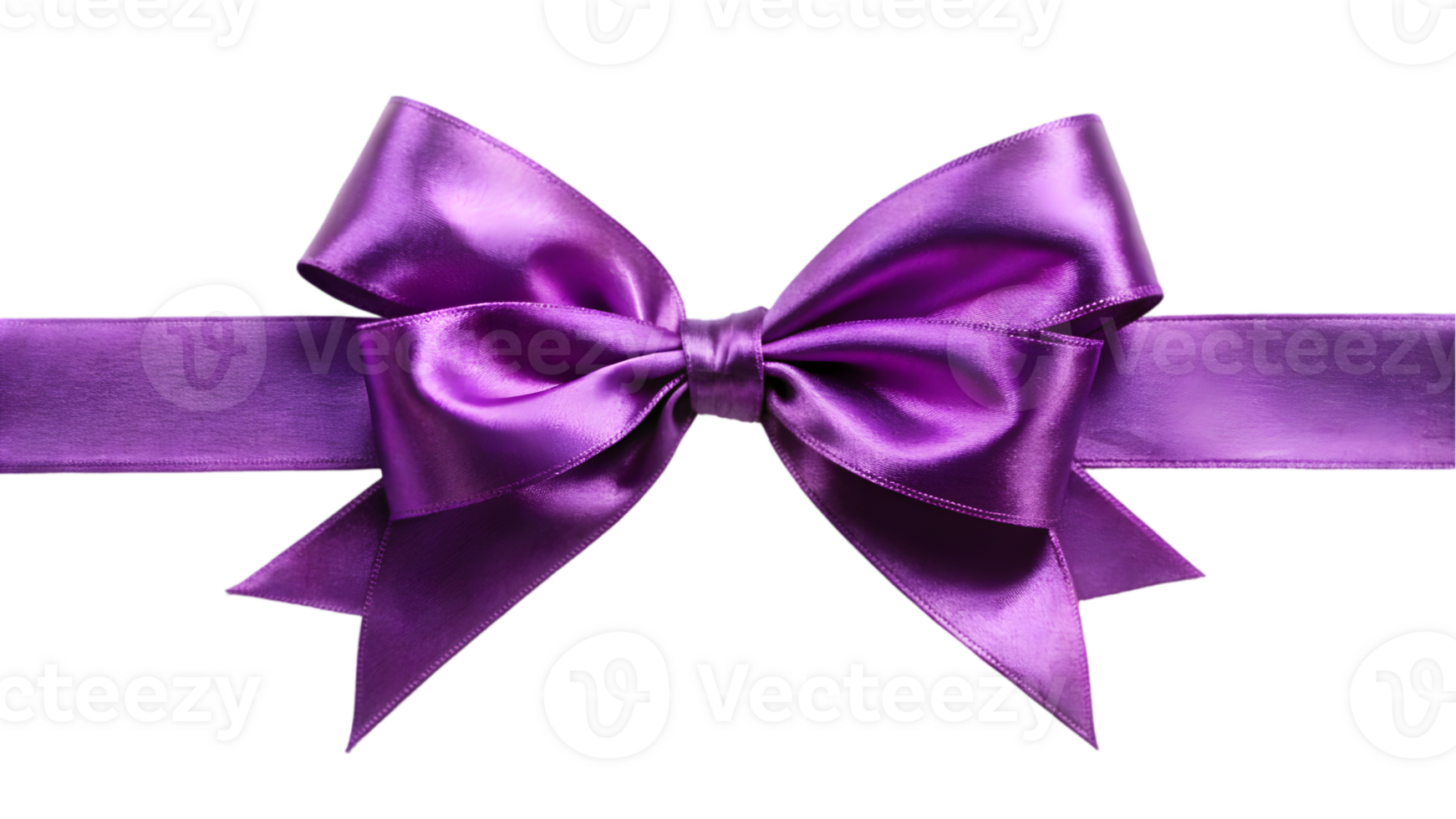 Purple Satin Ribbon and Bow - Transparent Background png
