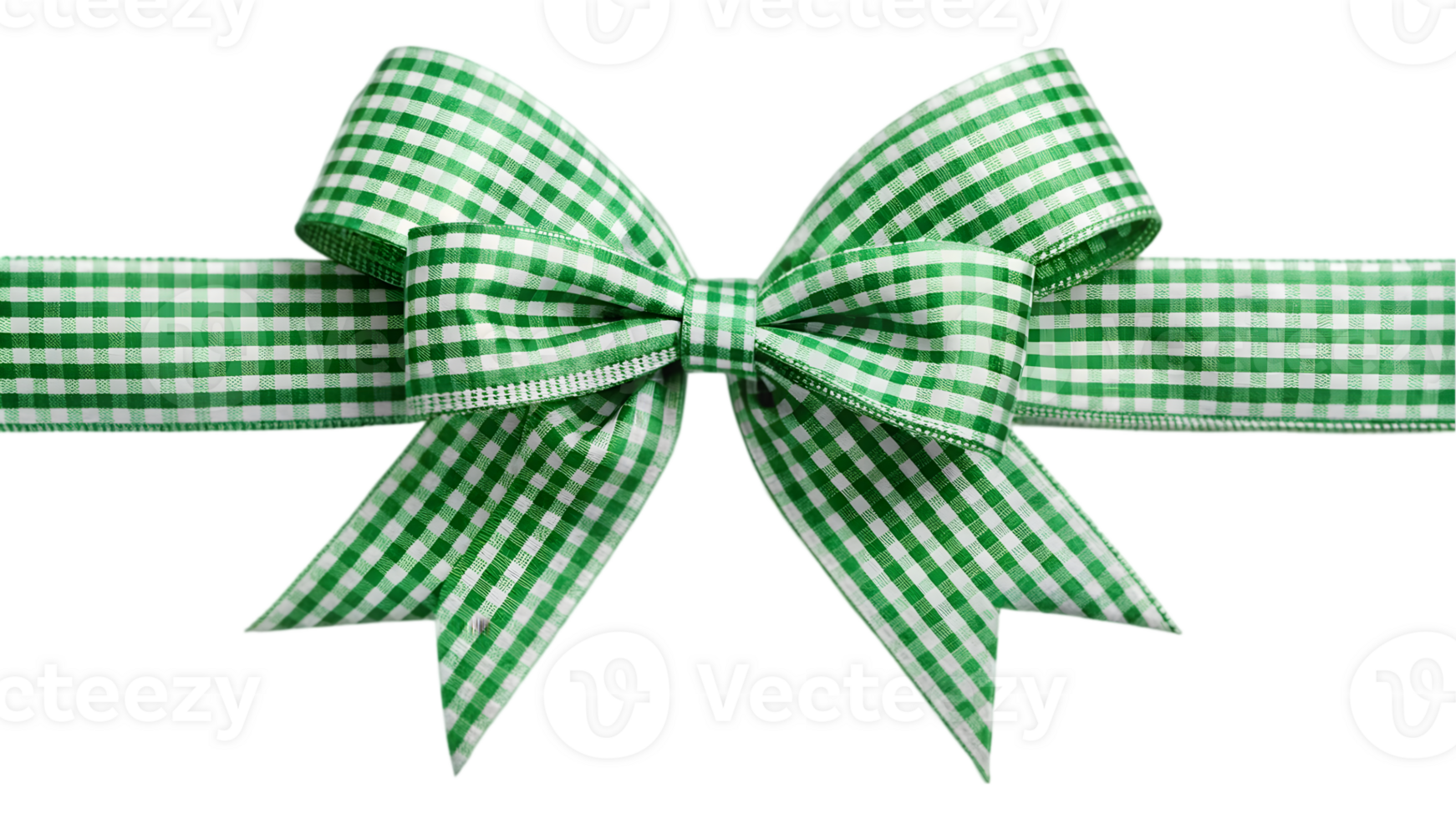 Green Checkered Ribbon and Bow - Transparent Background png