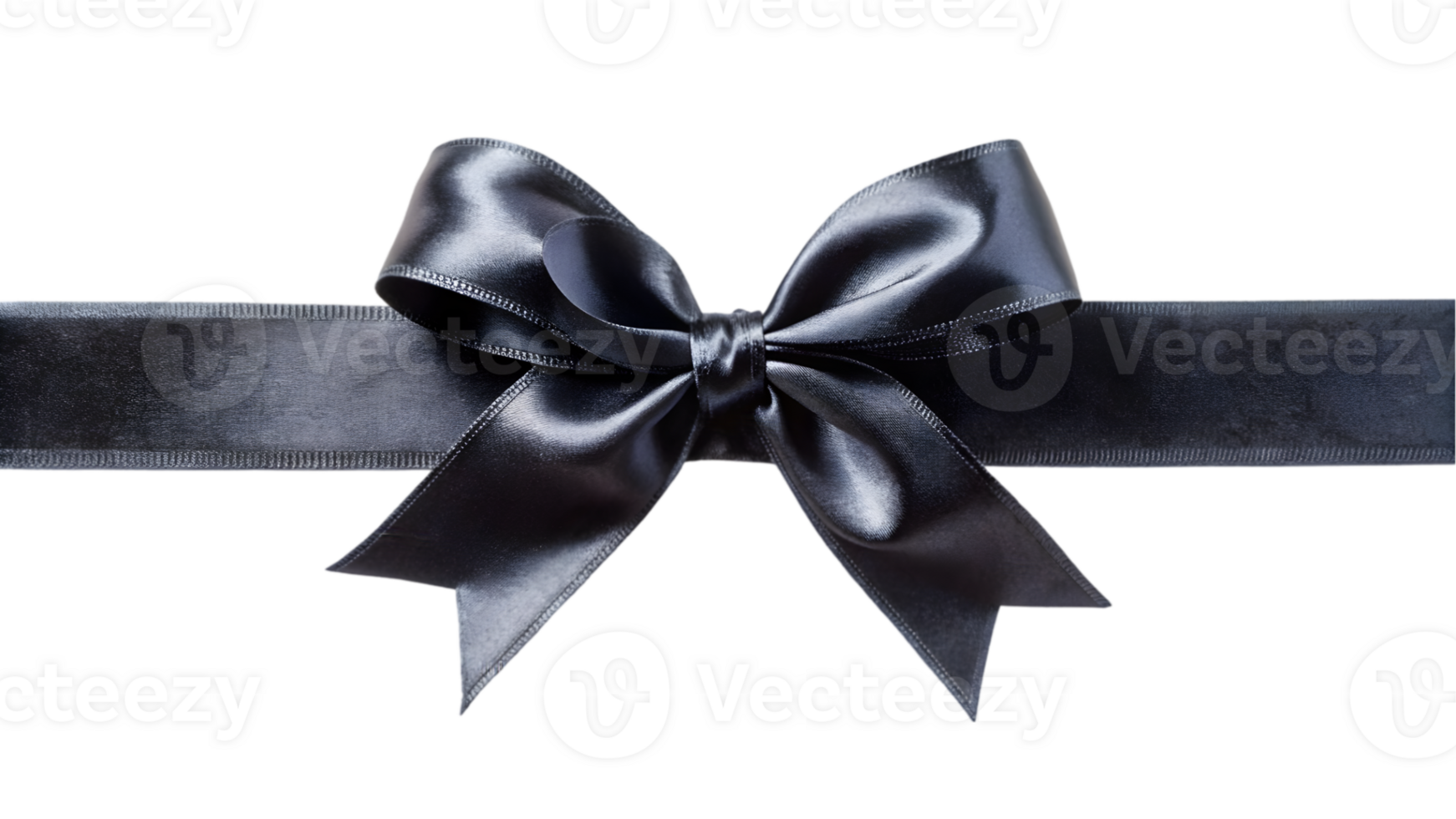 Black Velvet Ribbon and Bow - Transparent Background png