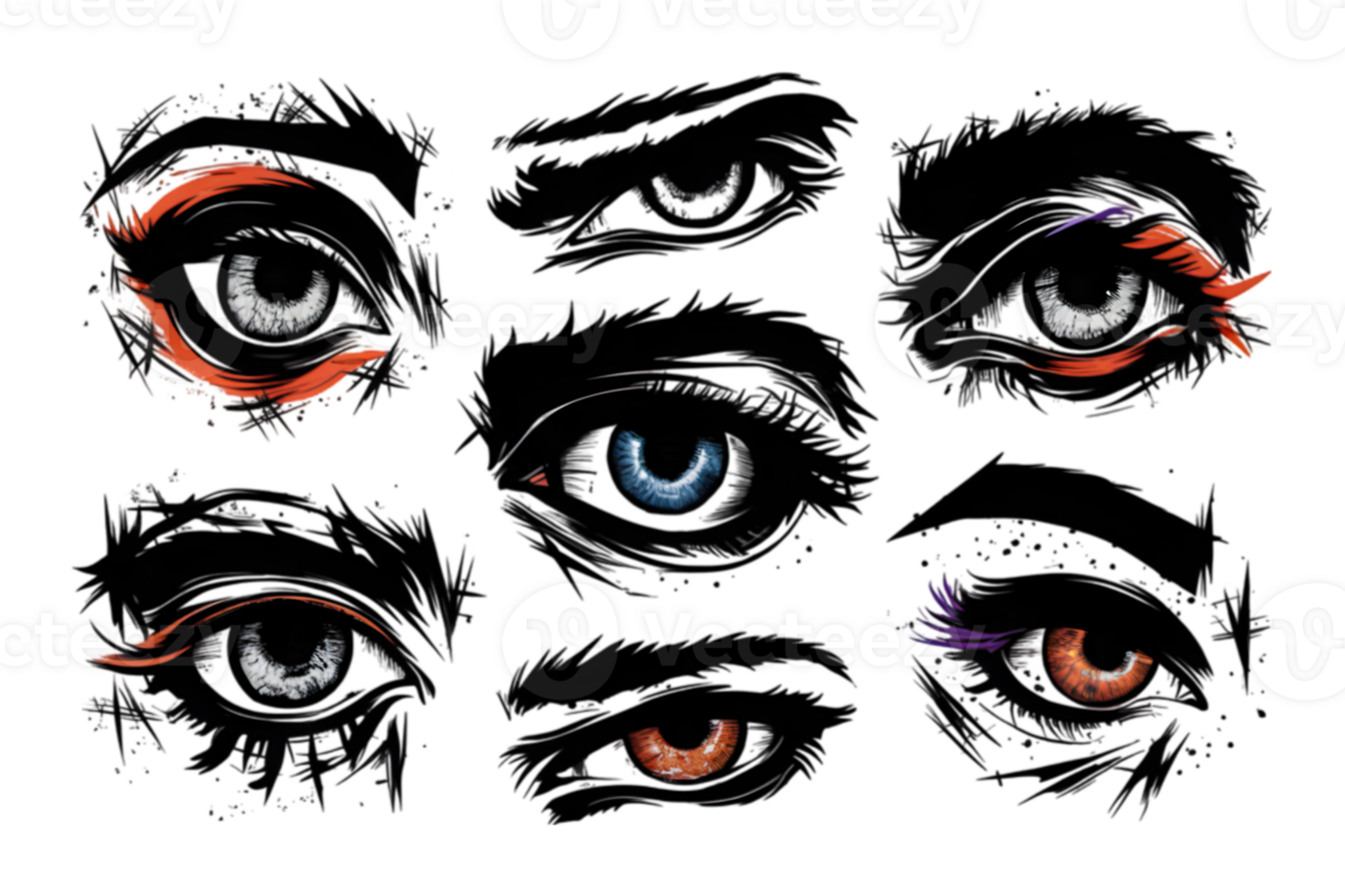 Create a Series of Edgy Collage Elements Featuring Animals - Transparent Background png