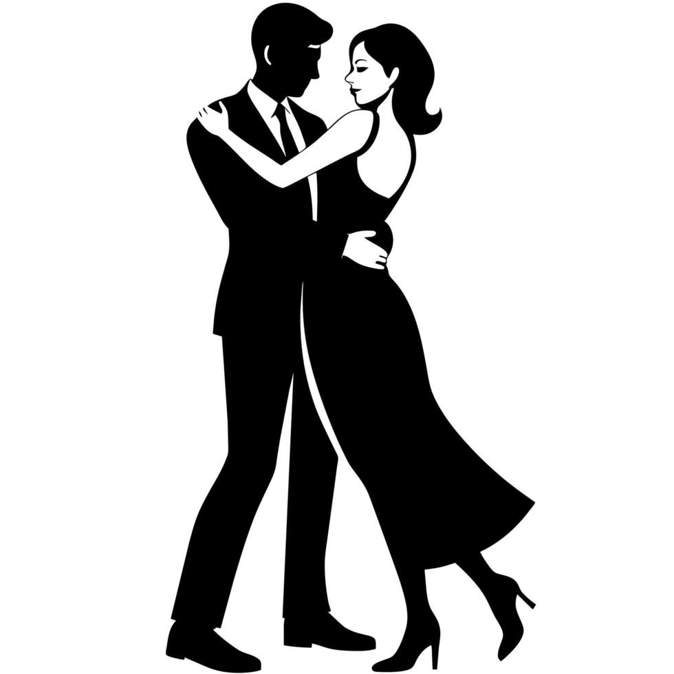 Man hugs woman Romantic moment silhouette vector