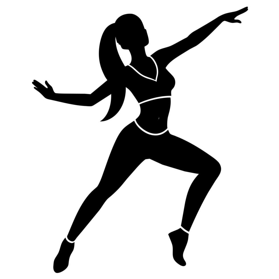 female hip-hop dancing figure silhouette on a white background vector