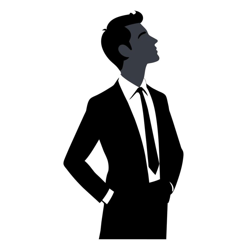 A business man thinking pose silhouette white background vector