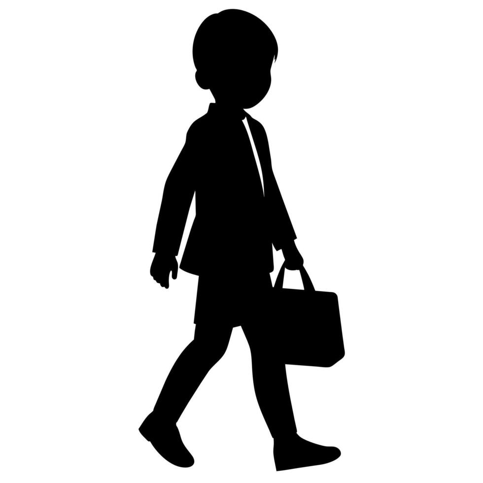a student boy going to school with school bag silhouette vector