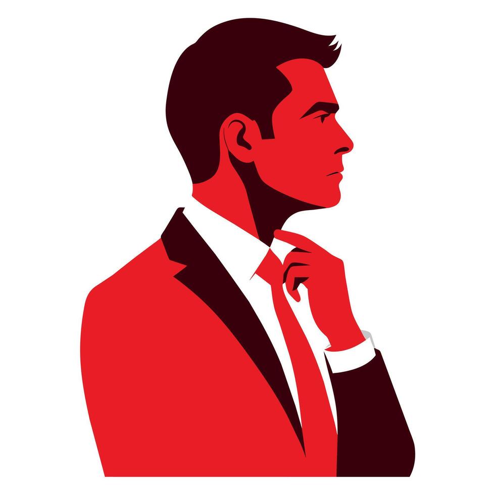 A business man thinking pose silhouette white background vector
