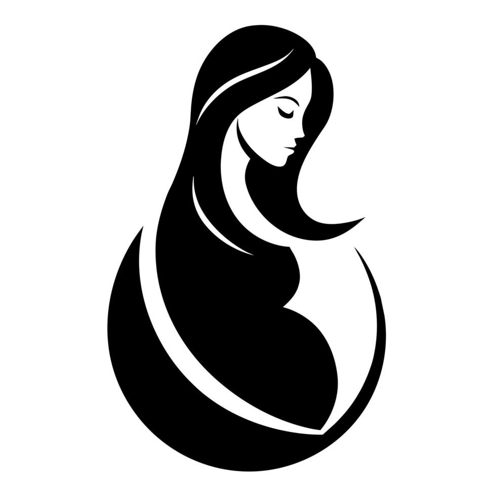 a Pregnant woman silhouette black color, white background vector