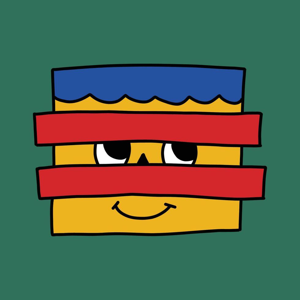 hand drawn cute box character illustration vector