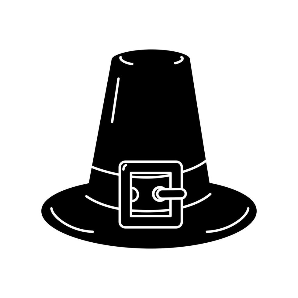 Pilgrim Hat Classic Symbol of Thanksgiving Silhouette drawning Black and white Logo Icon design idea vector