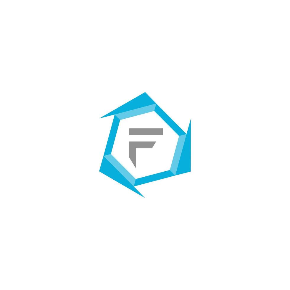 Letter F professional logo icon for tech business vector