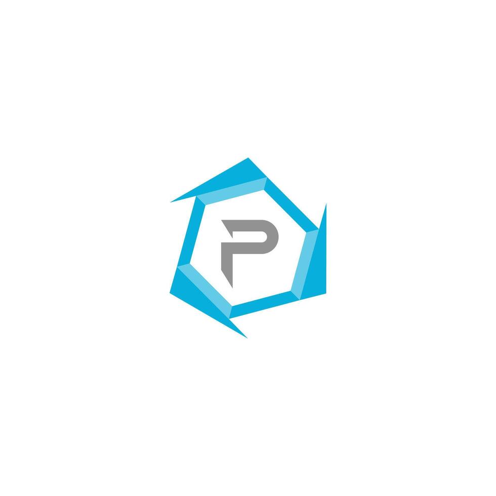 Letter P professional logo icon for tech business vector