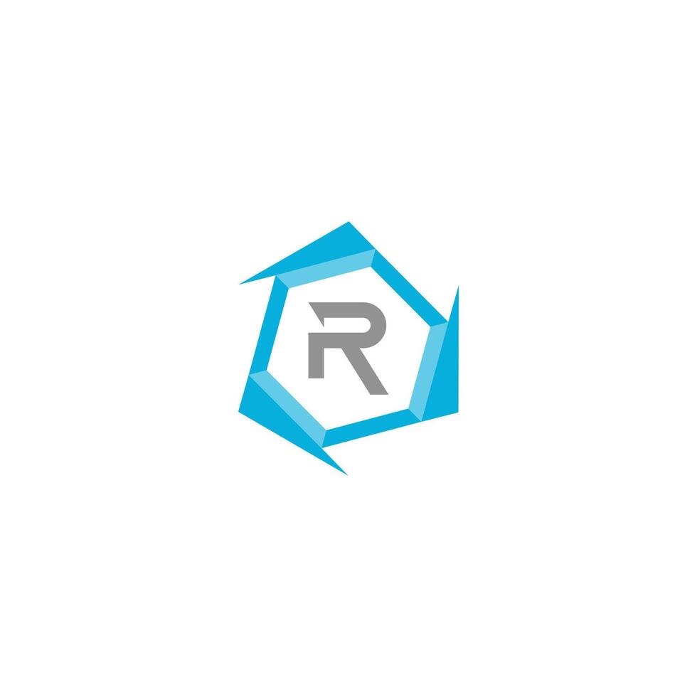 Letter R professional logo icon for tech business vector