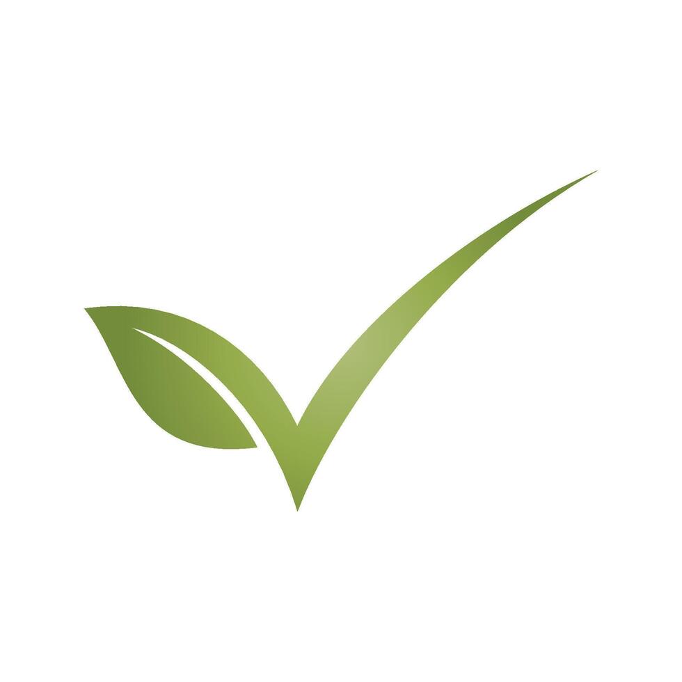 Check mark Green Leaf Environment Icon Logo Template vector
