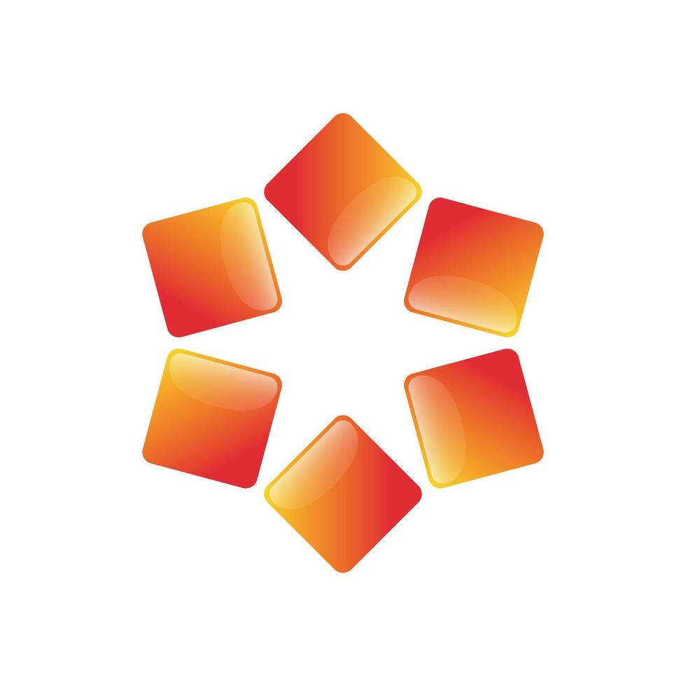 Square Star Orange Icon Logo Template Illustration Design vector