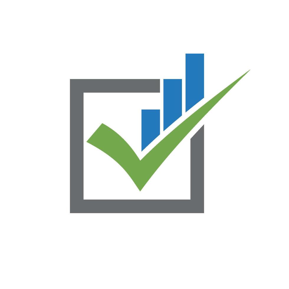 check mark Chart Bar Icon Logo Template vector