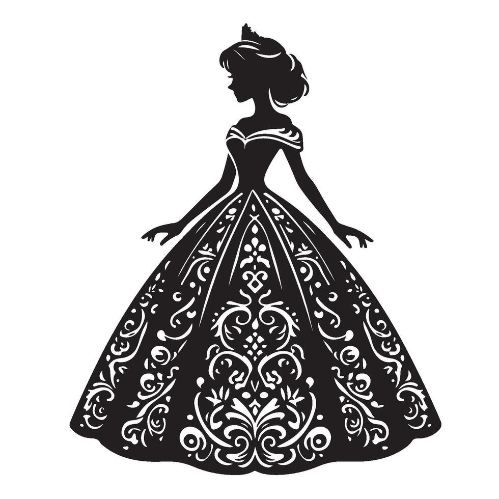 Silhouette of a Princess With Elegant Designs vector
